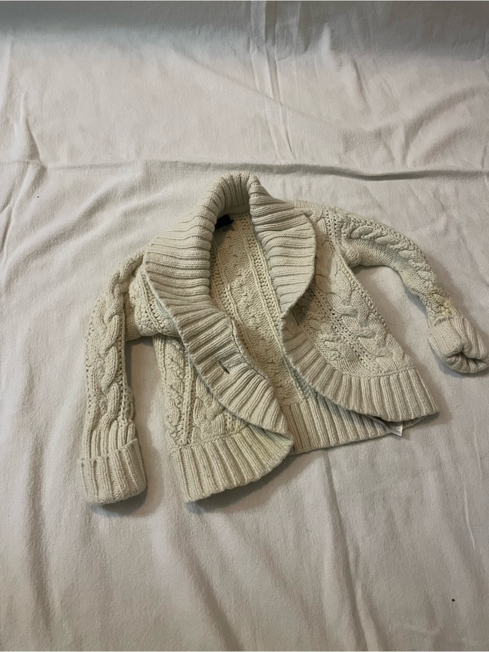 GAP Cream Cable Knit Toddler Shawl-Collar Cardigan